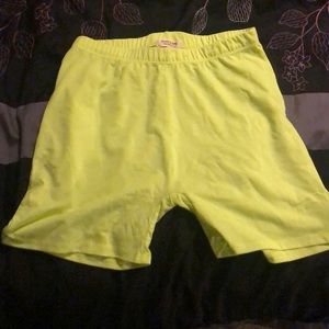 Neon green biker shorts